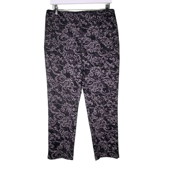 Chicos Fabulously Slimming Ankle Pants Size Medium Black Gray Flat Front - Picture 1 of 8